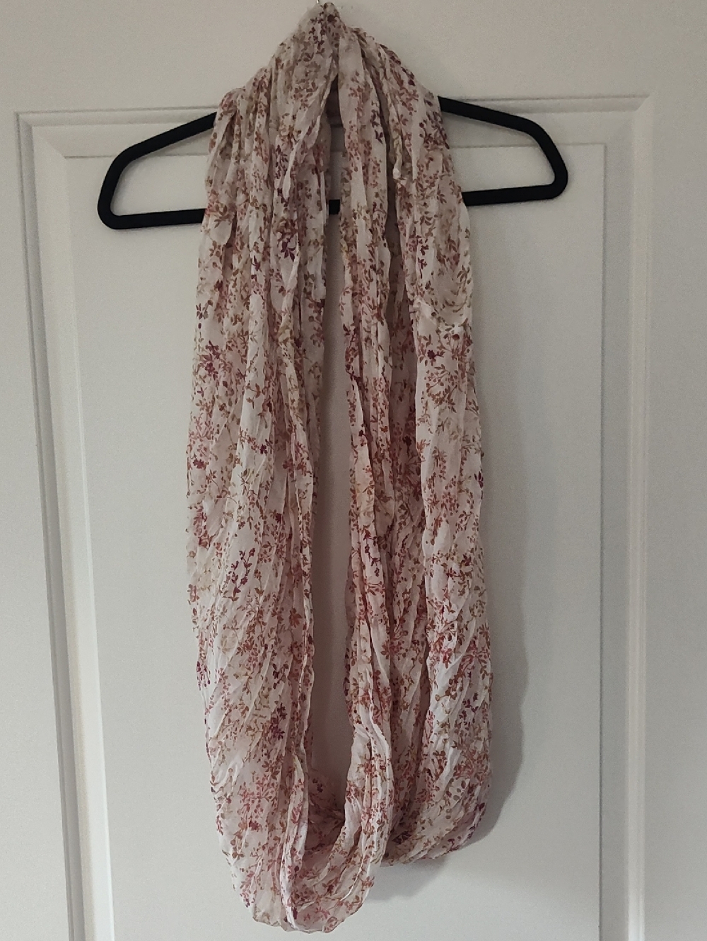 Lightweight Cream and Dusty Pink Floral Infinity Scarf